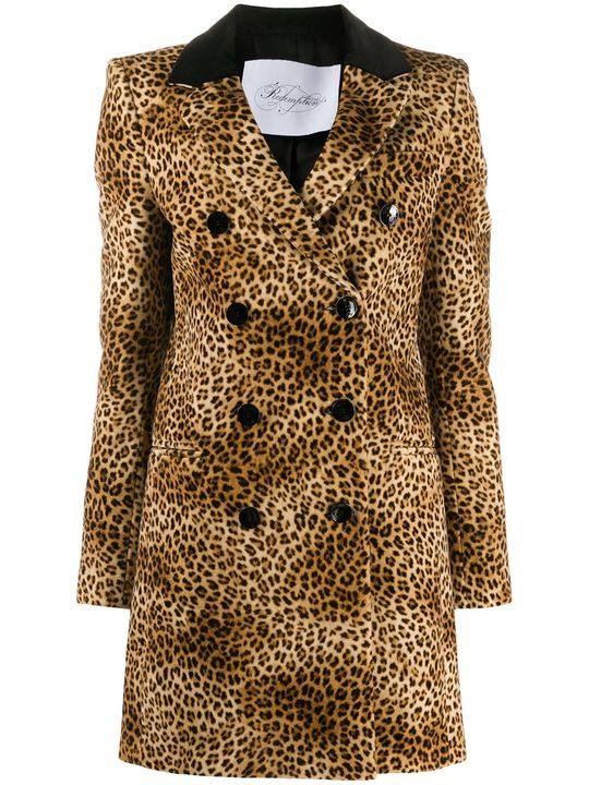 double breasted leopard-print coat展示图