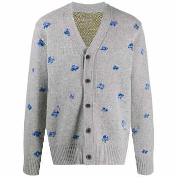 long-sleeve floral knitted cardigan