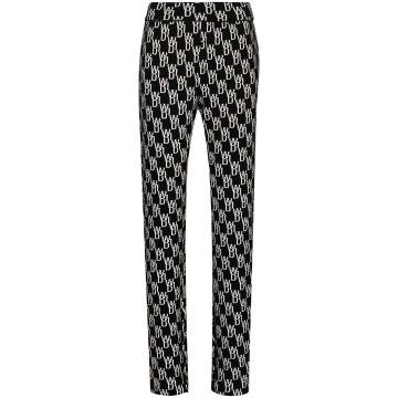monogram knit fitted trousers