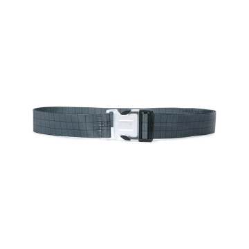 grid-print clip buckle belt