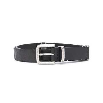 panelled leather buckle belt
