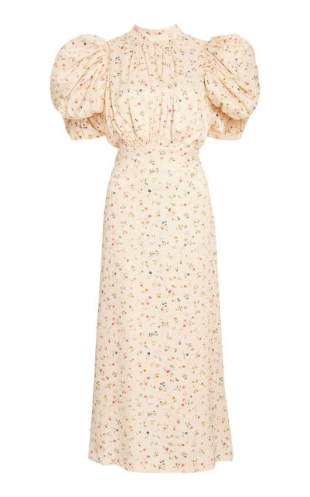 Dawn Floral Puff-Sleeve Midi Dress展示图