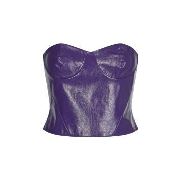 Nina Faux Leather Cropped Bustier Top