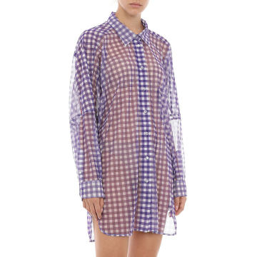 Oversized Printed Tulle Shirt