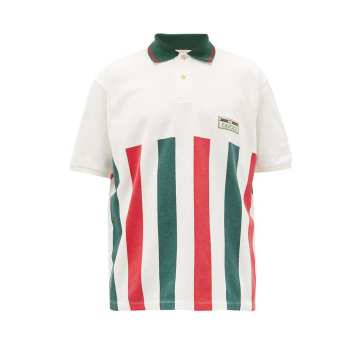 Logo-patch Web-stripe cotton polo shirt