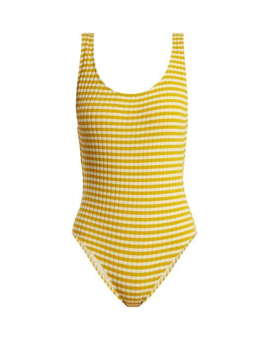 The Anne-Marie striped ribbed swimsuit展示图
