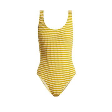 The Anne-Marie striped ribbed swimsuit