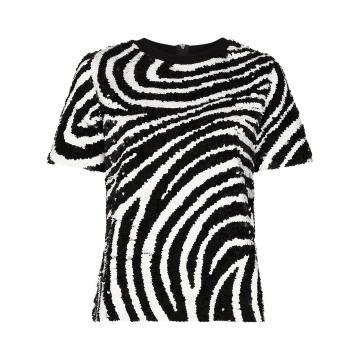 zebra 亮片条纹T恤