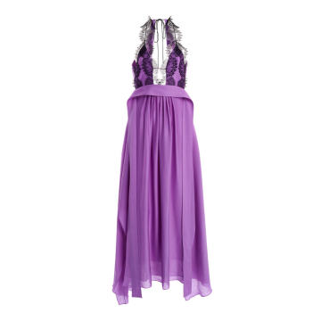 Woven Silk Jersey Lace Cami Dress
