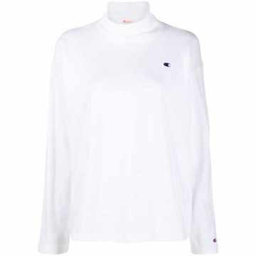 logo-embroidered roll neck top