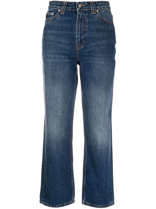 high-waisted straight-leg jeans展示图