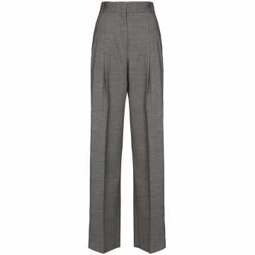 high waist double pleated straight leg trousers