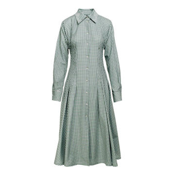 Checkered Cotton Midi Dress