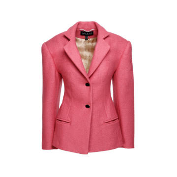 Structured Notched Lapel Wool Blazer