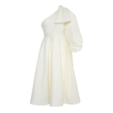 One-Shoulder Cotton Midi Dress