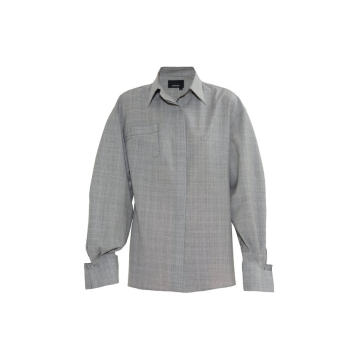 Oversized Open Collar Grey Wool Shirt