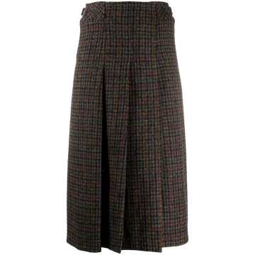 check-print A-line skirt