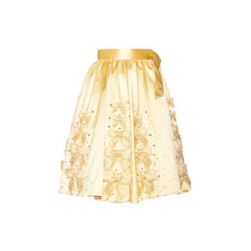 Embroidered Duchess-Satin Skirt