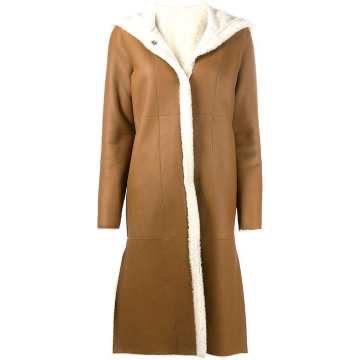 shearling hooded coat