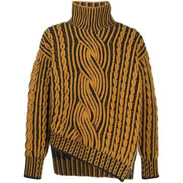 zip-detail cable knit jumper