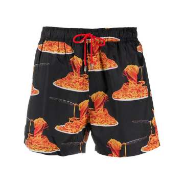 spaghetti-print swim shorts