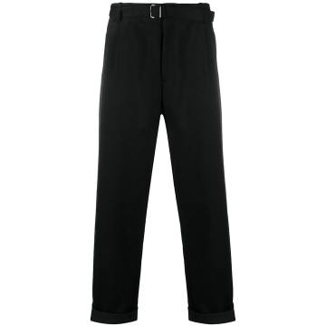 belted turn-up hem trousers