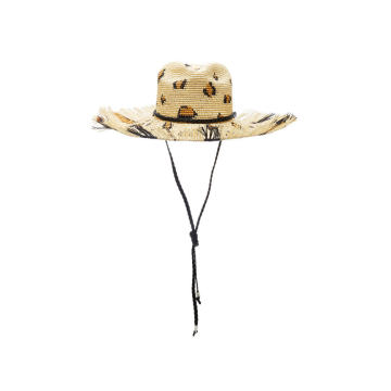 Leopard-Print Straw Hat