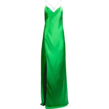 cross-strap silk wrap gown