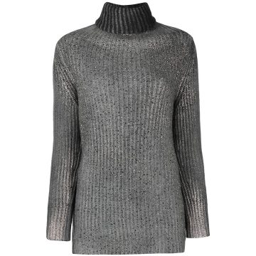 ribbed-knit metallic jumper