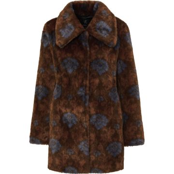 paisley-print faux fur coat