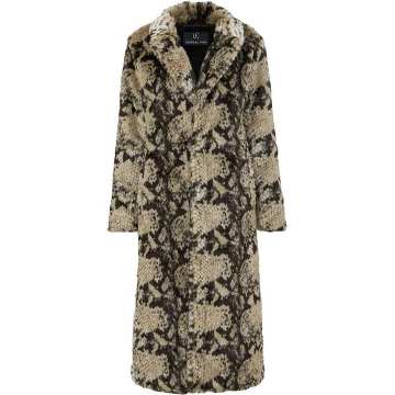 faux fur snake-print coat