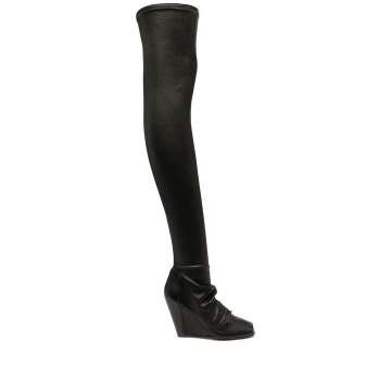 thigh-high fitted boots