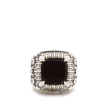 Onyx-embellished sterling-silver ring
