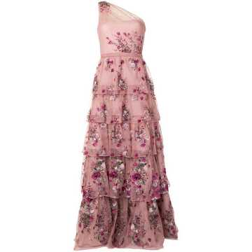long floral-embroidered dress
