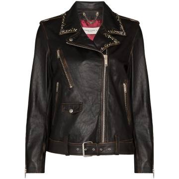 stud detail leather jacket