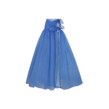 Organza Wrap Maxi Skirt With High Slit