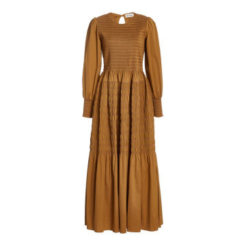 Michaela Shirred Cotton-Blend Maxi Dress