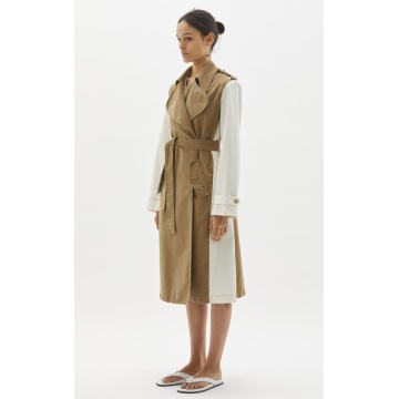 Two-Tone Cotton Trench Coat