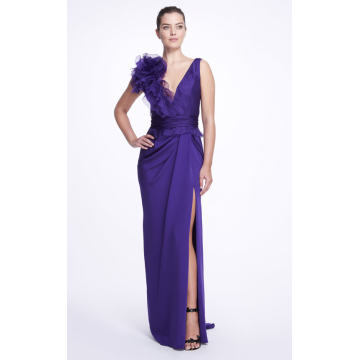 Ruffle-Trimmed Silk Gown