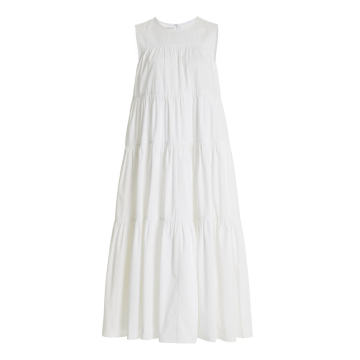 Tiered Cotton-Poplin Midi Dress