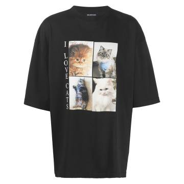 小猫印花超大款T恤