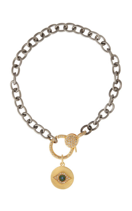 Mini Golden Eye Diamond Lock Chain Bracelet展示图