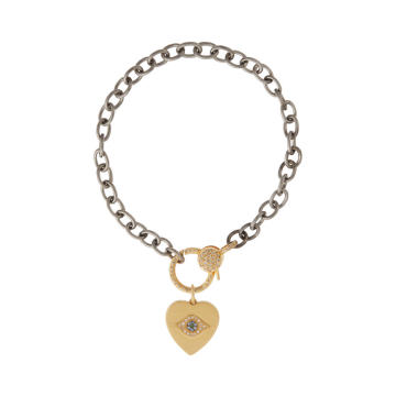 Eye Heart Diamond Lock Chain Bracelet