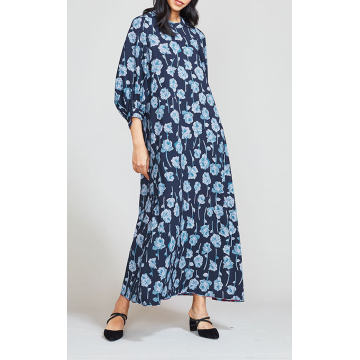 Double-Faced Rose Printed Crepe Dress