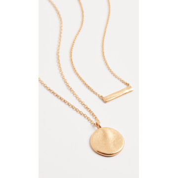 Fine Hammered Coin Pendant Layer Necklace