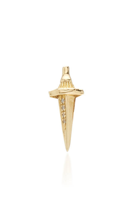 Dagger 14K Yellow Gold Diamond Single Earring展示图