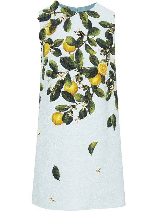柠檬印花直筒连衣裙展示图