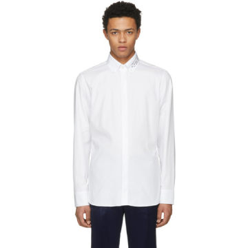 White Embroidered Collar Shirt