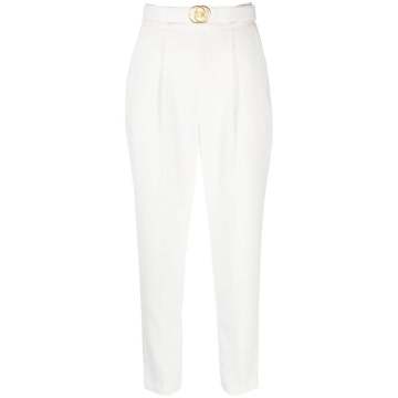 belted tapered trousers