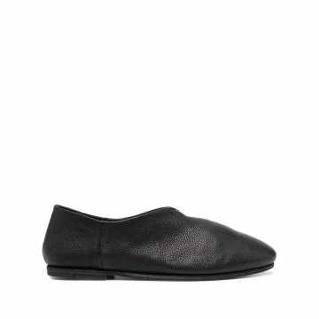 grained leather slippers